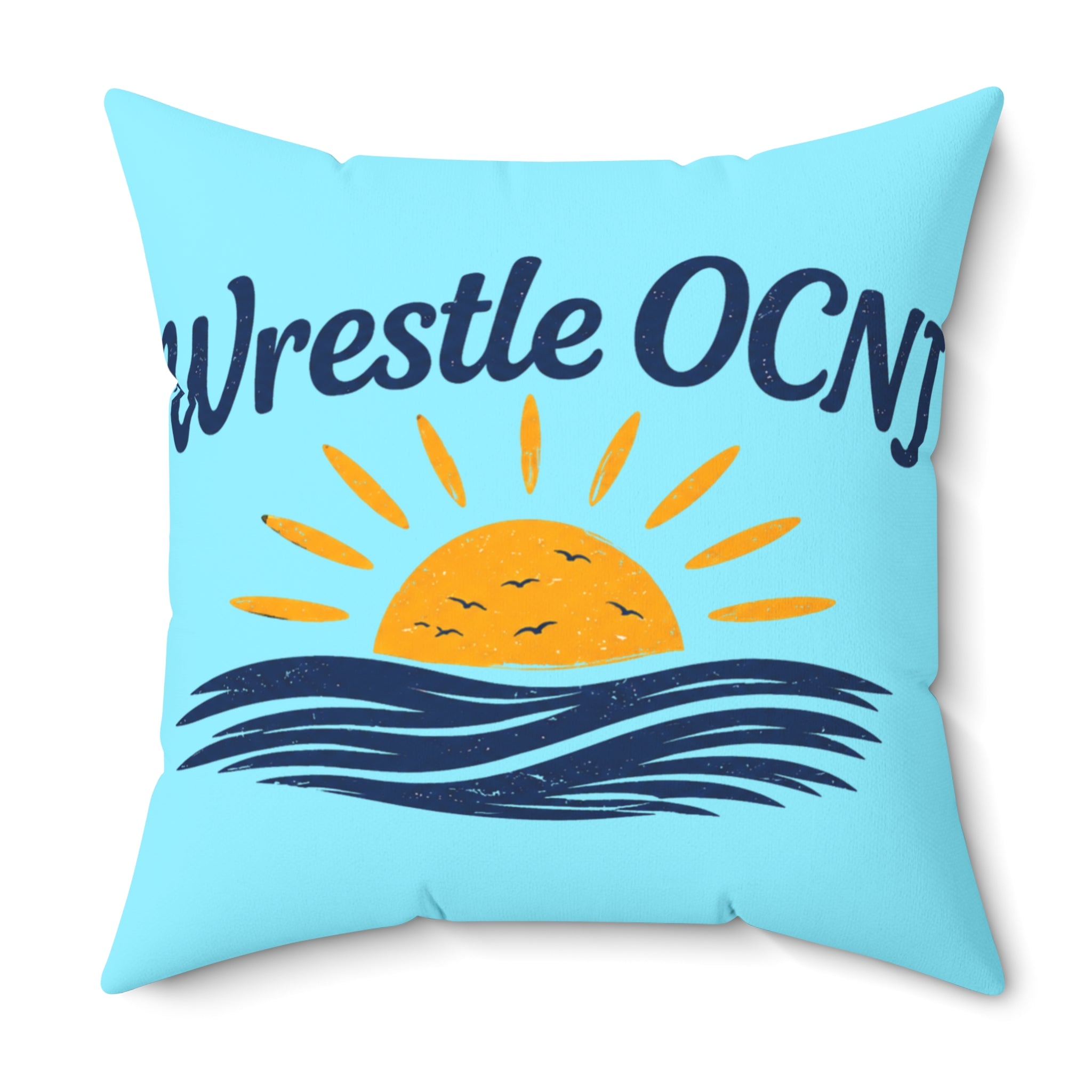 Sunrise Waves Welcome pillow | Decorative Square Pillow, Beach Nautical Throw Pillow