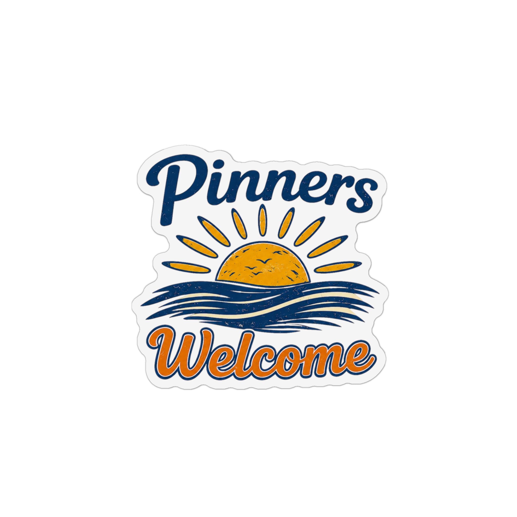 "Pinners Welcome" - Coastal Sun & Waves Refrigerator Decal