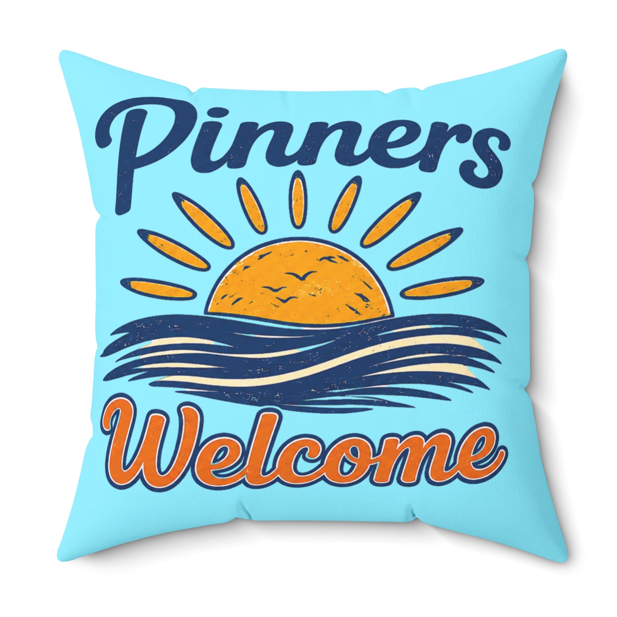 Sunrise Waves Welcome pillow | Decorative Square Pillow, Beach Nautical Throw Pillow